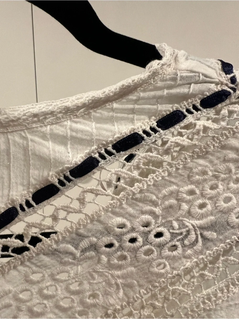 Free People White Lace-Trim Button Front Top